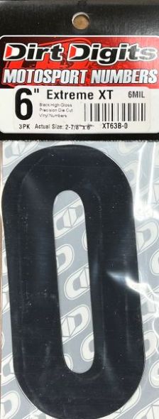 Competition Number 0, 6" Black, 3/Pack, 6 mil