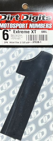 Competition Number 1, 6" Black, 3/Pack, 6 mil