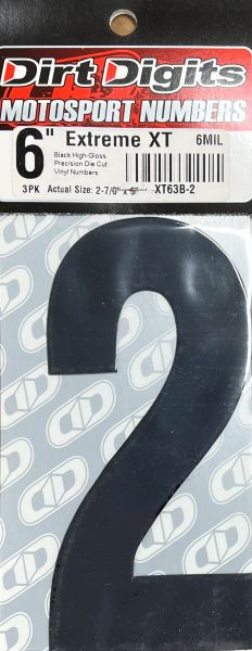 Competition Number 2, 6" Black, 3/Pack, 6 mil