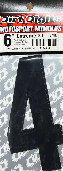 Competition Number 4, 6" Black, 3/Pack, 6 mil