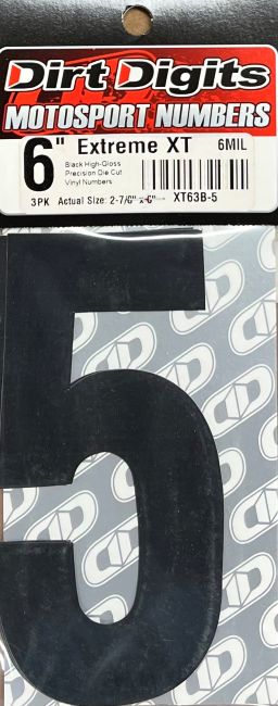 Competition Number 5, 6" Black, 3/Pack, 6 mil