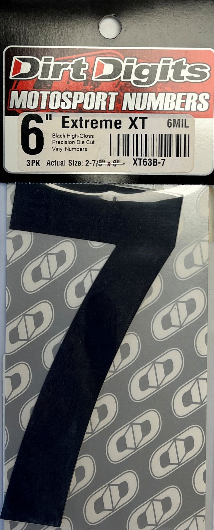 Competition Number 7, 6" Black, 3/Pack, 6 mil