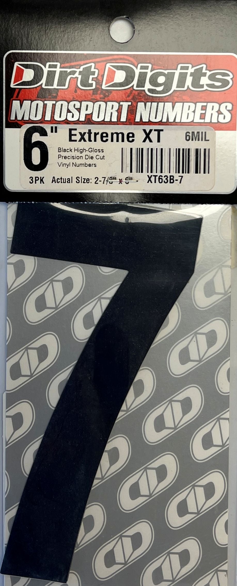 Competition Number 7, 6" Black, 3/Pack, 6 mil