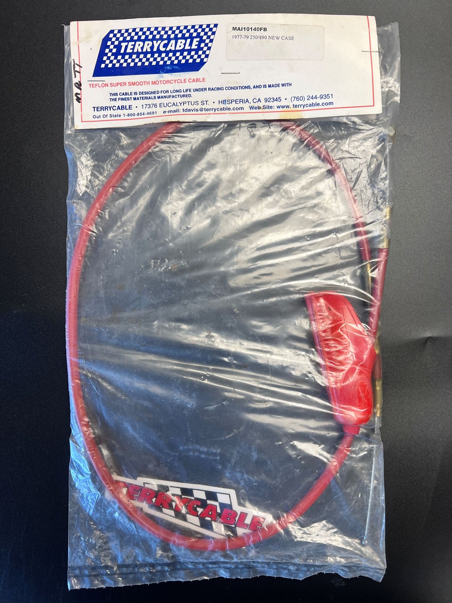 Cable, Front Brake Terrycable Red Maico 1977 - 1979 250/490 New Case