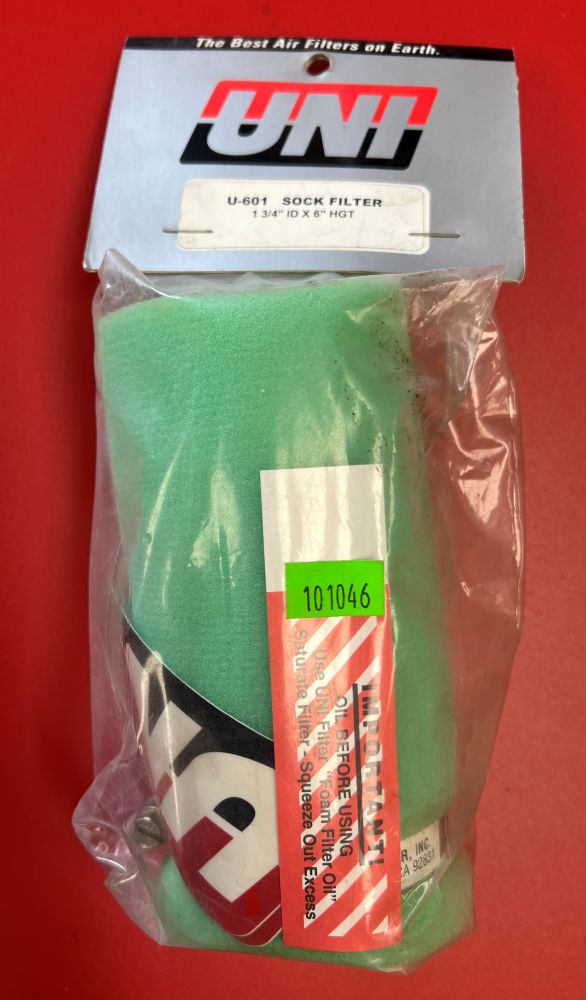 Filter, Sock Air Filter UNI U-601  1 3/4" ID x 6" Height, Straight/Green/No Flange