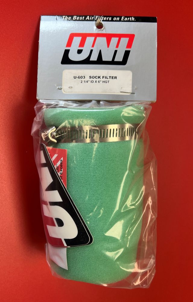 Filter, Sock Air Filter UNI U-603 2 1/4" ID x 6" Height, Straight/Green/No Flange